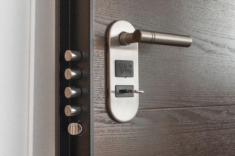 Deadbolt lock with key inserted, ready for rekeying